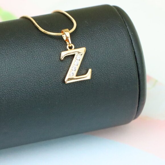 "Rose Gold Alphabet Z Pendant with Sparkling Stones, XPPT1375 - Picture 4 of 13